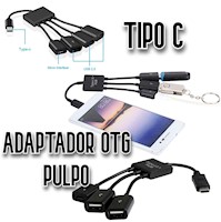 Adaptador OTG Pulpo Tipo-C para celular Hub 3 puertos USB Carga 4 en 1